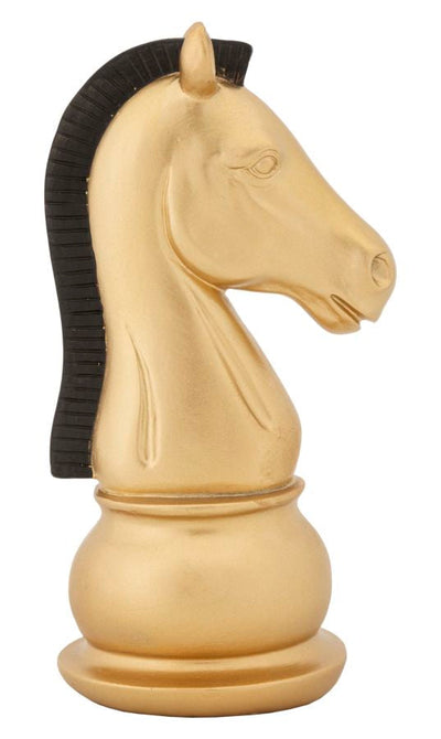 Statue pièce d'échecs en forme de cheval (dorée et noire)