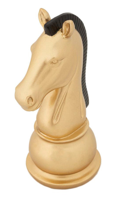 Statue pièce d'échecs en forme de cheval (dorée et noire)