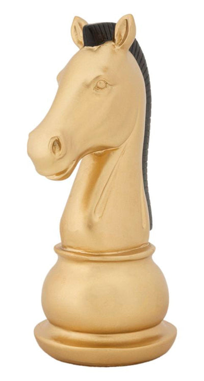 Statue pièce d'échecs en forme de cheval (dorée et noire)