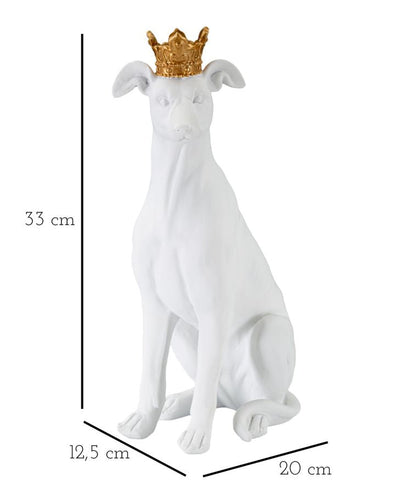 Statue de chien blanc avec couronne dorée (décoration moderne)