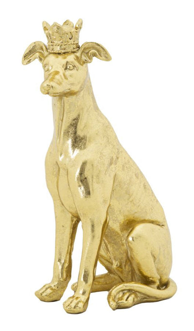 Statue de chien doré avec couronne (décoration moderne)