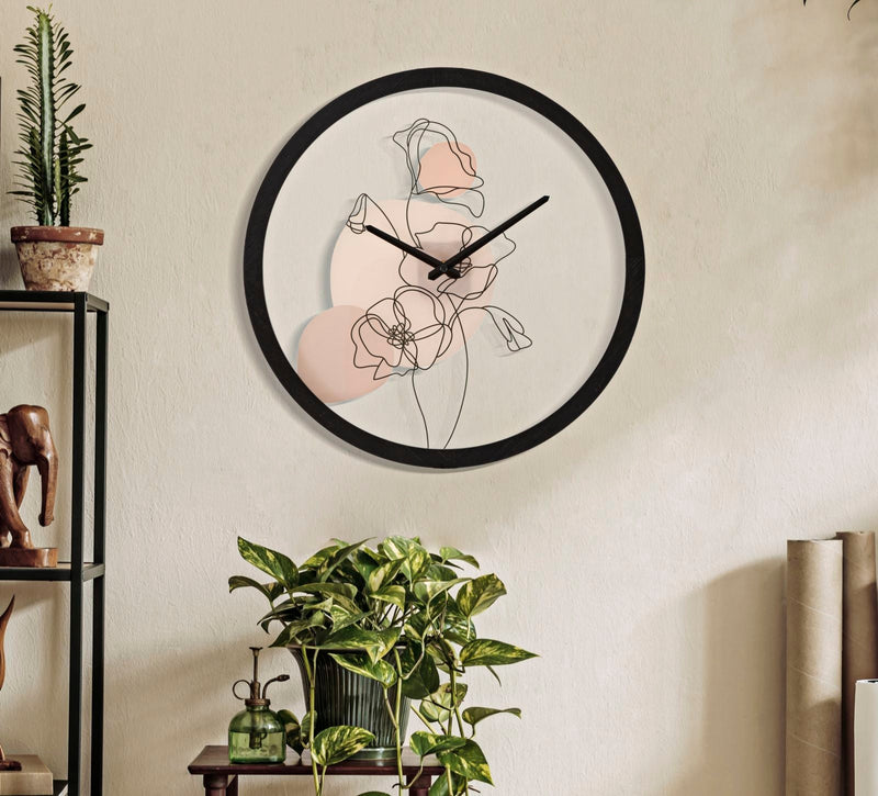 Horloge murale florale Boho en métal et verre