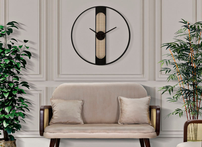 Horloge murale moderne en métal et bois