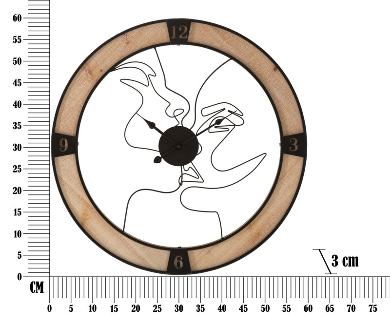 Horloge murale en métal et bois - Couple qui s’embrasse