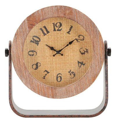 Horloge de table en métal et bois