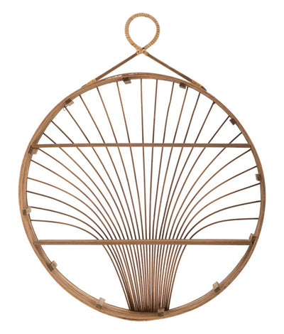 Étagère murale ronde en rotin – Design bohème moderne Fuji