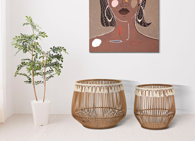 Lot de 2 paniers de rangement en rotin – Conteneurs décoratifs Fuji