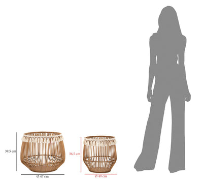 Lot de 2 paniers de rangement en rotin – Conteneurs décoratifs Fuji