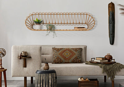 Étagère murale à 2 niveaux – Rangement en rotin Panama