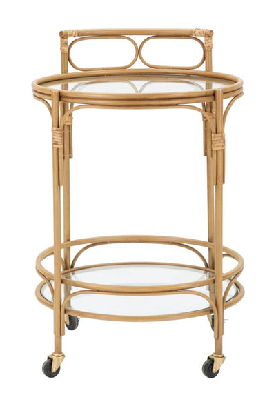 Chariot rond en rotin avec double étagère – Chariot de service Panama