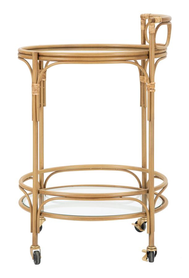 Chariot rond en rotin avec double étagère – Chariot de service Panama