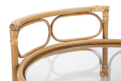 Chariot rond en rotin avec double étagère – Chariot de service Panama