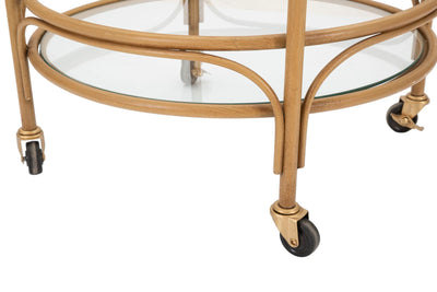 Chariot rond en rotin avec double étagère – Chariot de service Panama