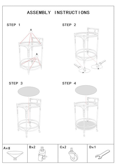 Chariot rond en rotin avec double étagère – Chariot de service Panama