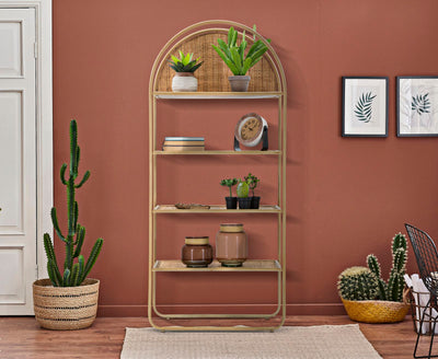 Bibliothèque ronde en rotin – Meuble de rangement ouvert Panama