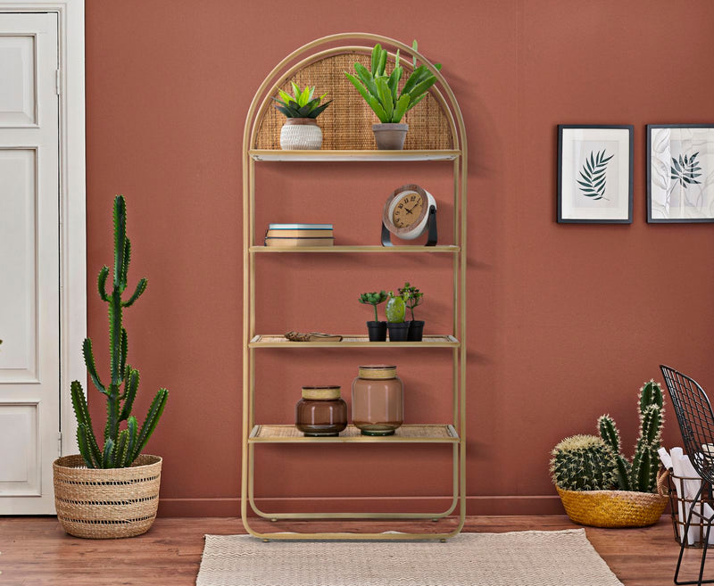 Bibliothèque ronde en rotin – Meuble de rangement ouvert Panama