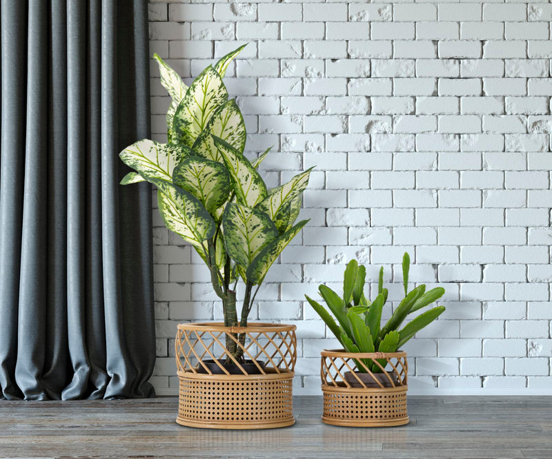 Lot de 2 porte-vases en rotin – Panama Décorations
