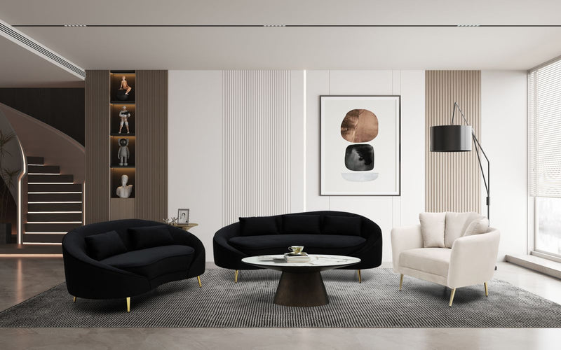 Canapé 3 places en tissu noir avec coussins – Canapé moderne Oslo