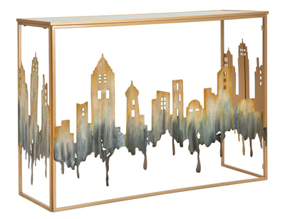 Table console en métal et verre Cityscape