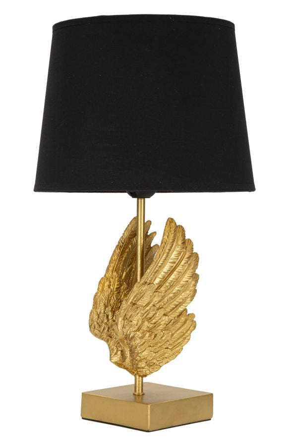 Lampe à poser moderne avec ailes dorées et noires