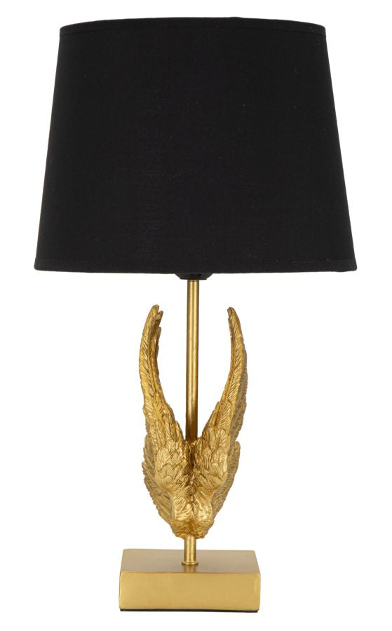 Lampe à poser moderne avec ailes dorées et noires