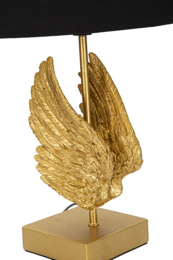 Lampe à poser moderne avec ailes dorées et noires