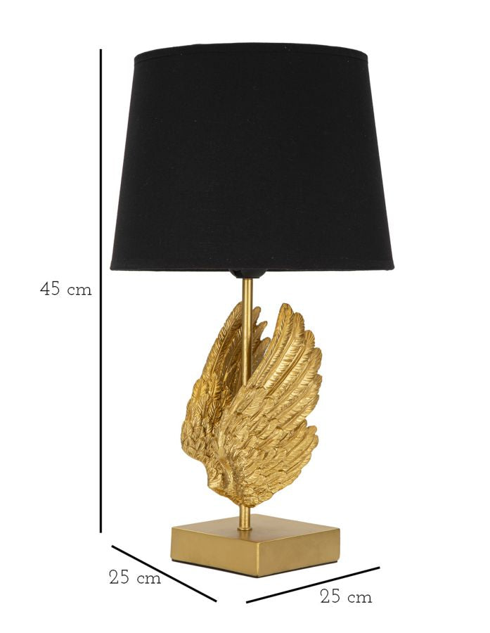 Lampe à poser moderne avec ailes dorées et noires