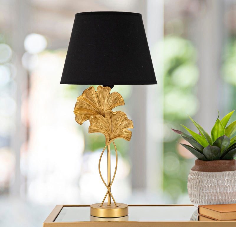 Lampe à poser moderne à feuilles dorées et noires