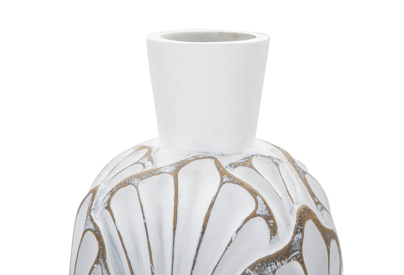 Grand vase moderne blanc avec motifs de coquillages