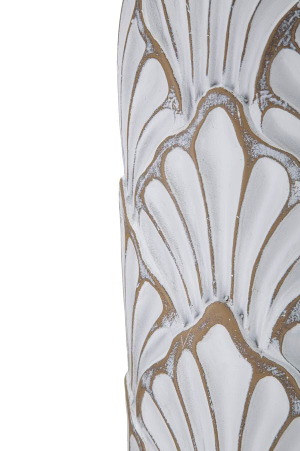 Grand vase moderne blanc avec motifs de coquillages