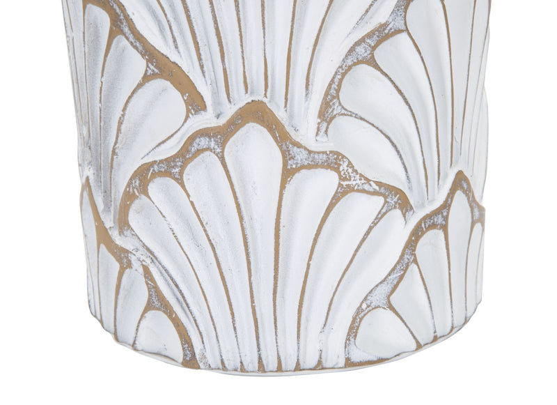 Grand vase moderne blanc avec motifs de coquillages