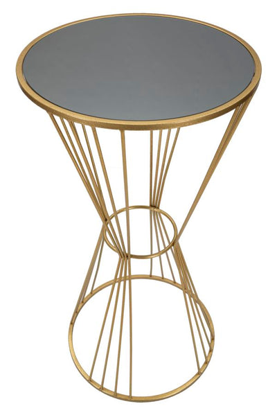 Petite table ronde en métal et verre doré