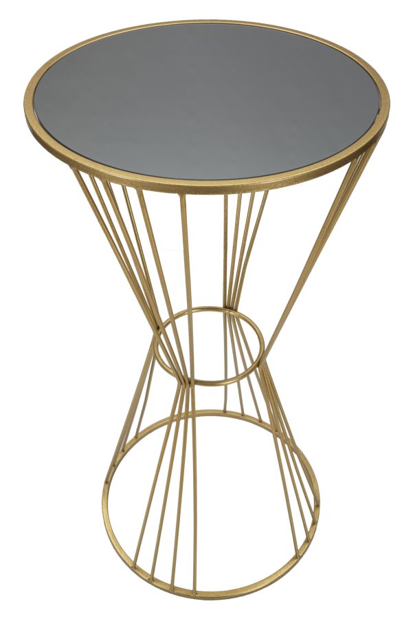 Petite table ronde en métal et verre doré