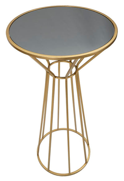 Petite table ronde en métal et verre doré