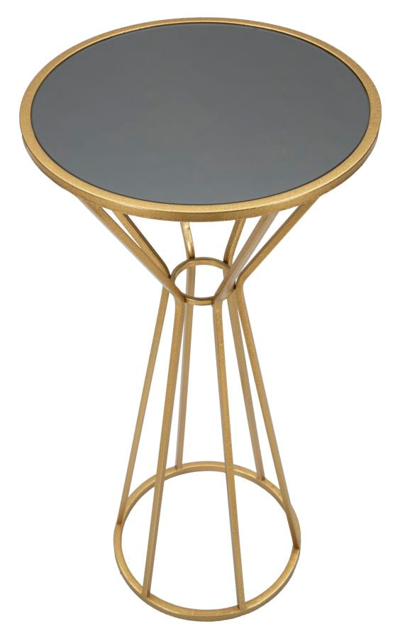 Petite table ronde en métal et verre doré