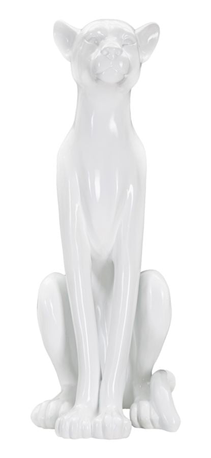 Sculpture de léopard assis blanc (décoration moderne)