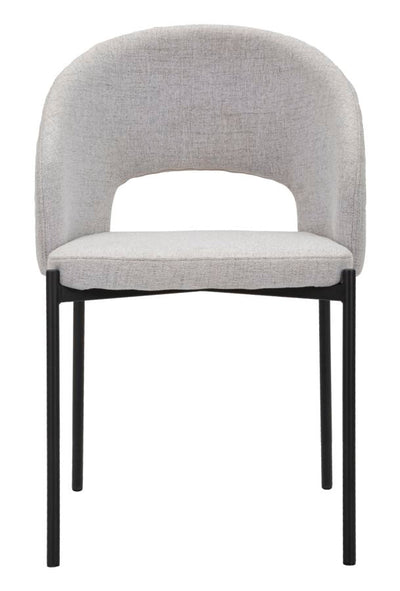 Paire de chaises grises avec pieds en métal noir, design années 70