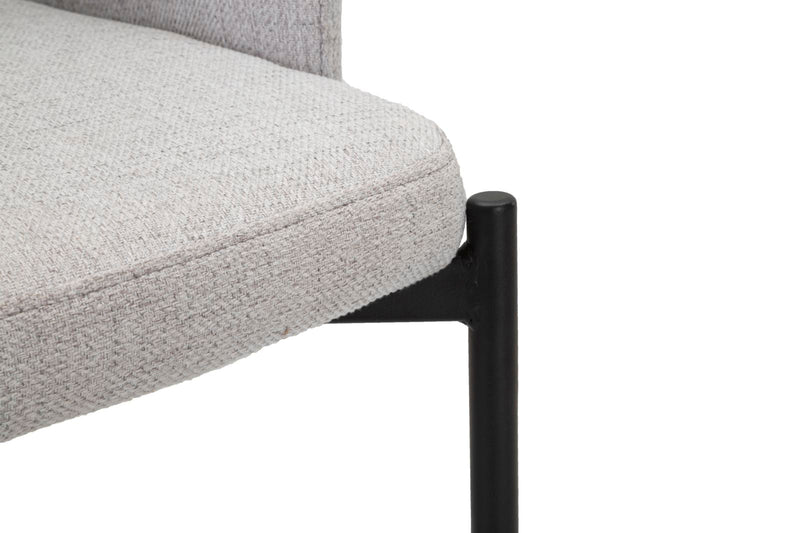 Paire de chaises grises avec pieds en métal noir, design années 70