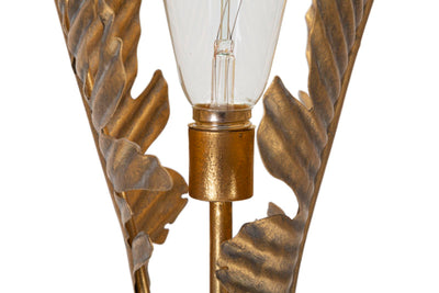 Lampe à poser en métal doré avec feuilles de palmier