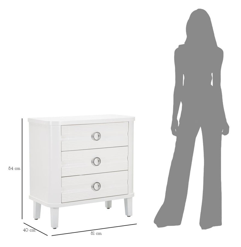 Commode en bois blanc avec tiroirs – Rangement pour chambre à coucher Shine