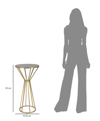 Petite table ronde en métal et verre doré