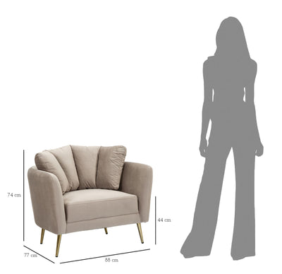 Fauteuil en tissu gris – Fauteuil d'appoint rembourré Kiev