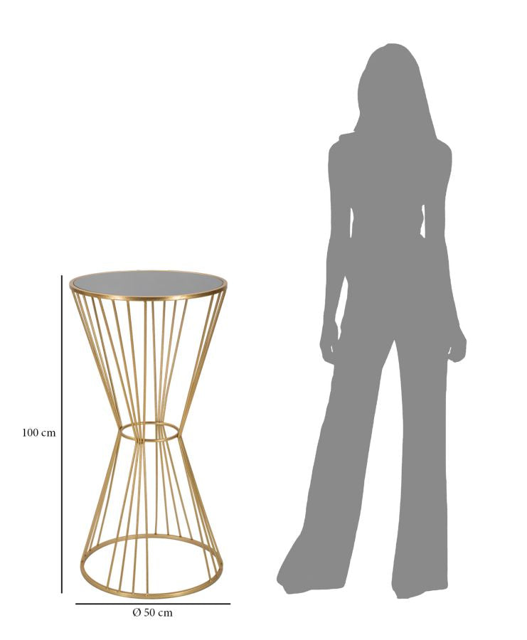 Petite table ronde en métal et verre doré