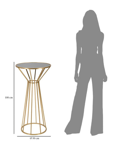 Petite table ronde en métal et verre doré