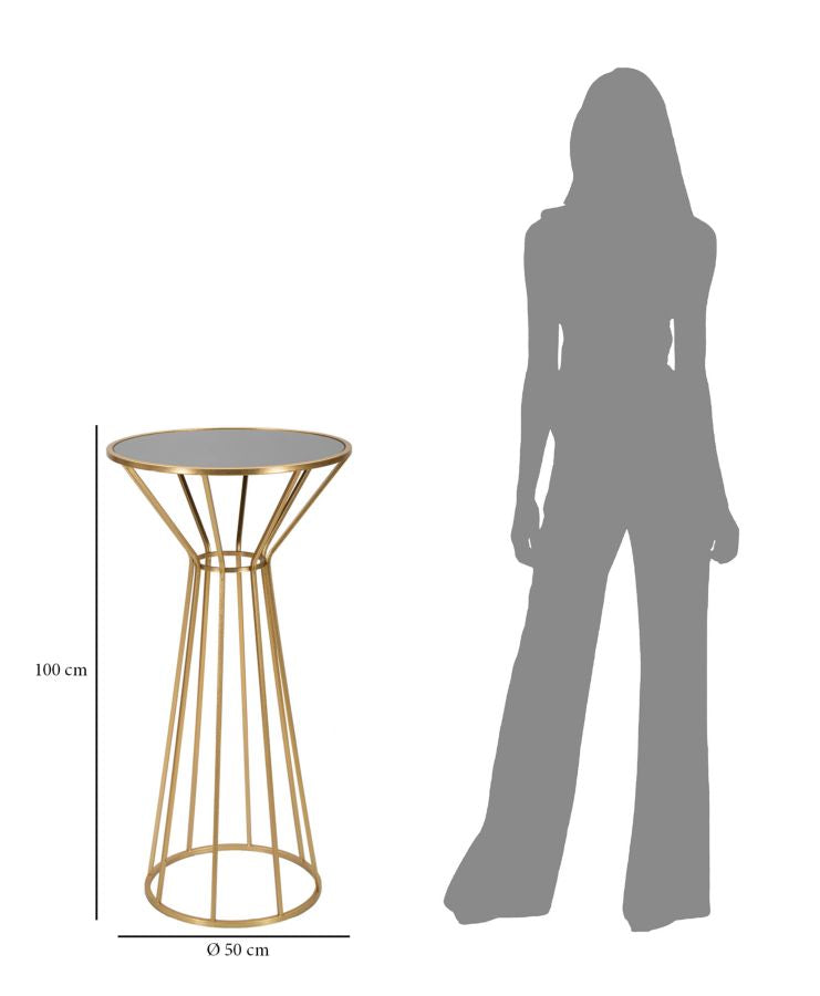 Petite table ronde en métal et verre doré