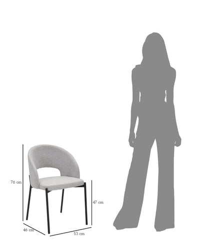 Paire de chaises grises avec pieds en métal noir, design années 70