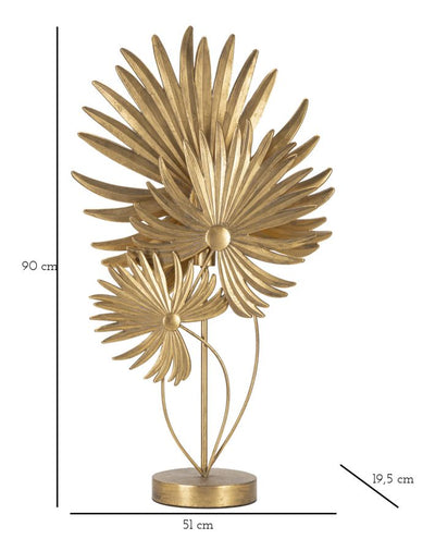 Lampe à poser en métal doré avec feuilles tropicales