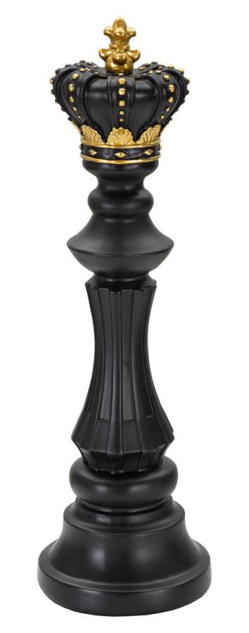 Pièce d’échecs du roi noir et dorée (sculpture moderne)