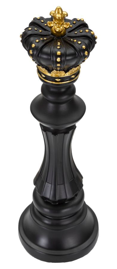 Pièce d’échecs du roi noir et dorée (sculpture moderne)