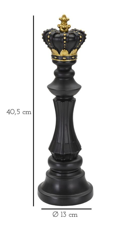 Pièce d’échecs du roi noir et dorée (sculpture moderne)